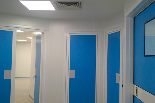 Corridor of the operating theater and IFV laboratory Genesys Clinic in Bucharest, Romania -view 03